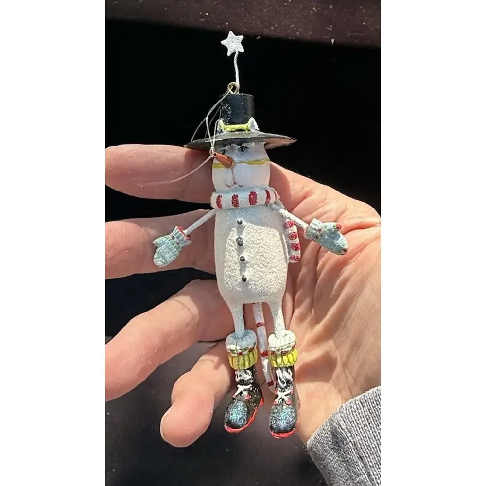 Dept 56 Christmas Krinkles Mini Cat Ornament Snowman Patience Brewster -K1